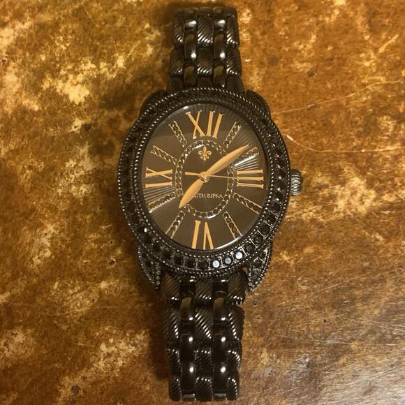 Judith Ripka Madison Watch Black Stainless Steel and Black Spinel - Picture 3 of 11